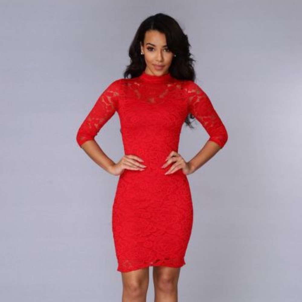 Like new red lace Fashion Nova dress